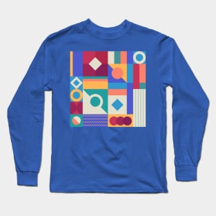 Abstract Geometric Grid Long Sleeve T-Shirt